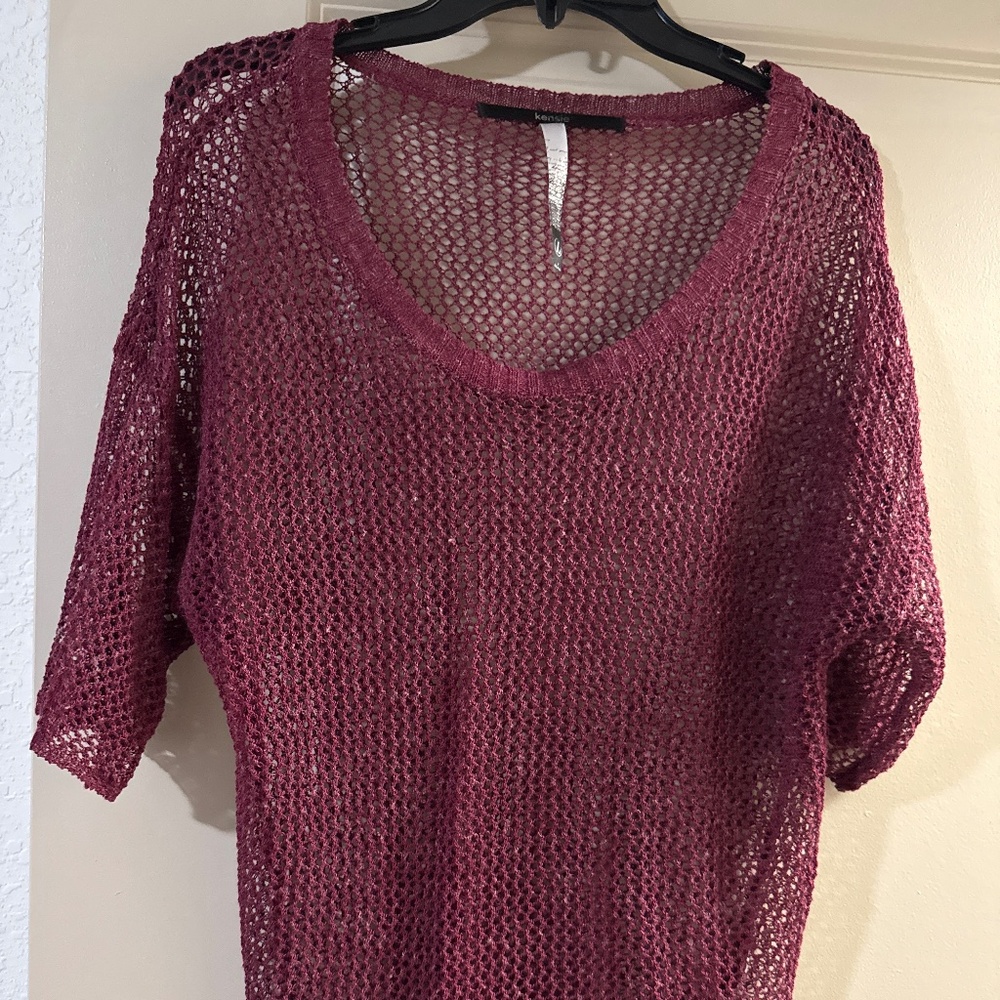 Kenzie maroon fishnet shirt